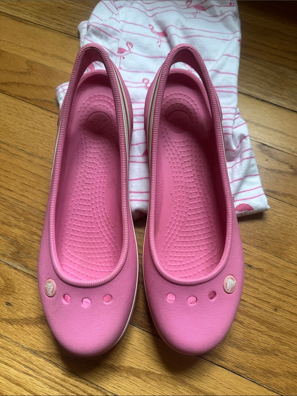 Pink Croc-Style Slip-On Ballet Flats